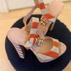 Jessica Simpson Orange and Cream Platform Heels